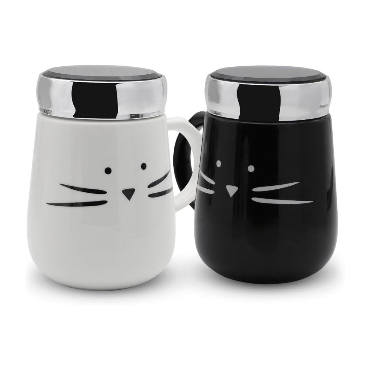 2 Mug Taza Cerami Gato Kool Kat Koo Gatitos Blanco Y Negro - Negro / M