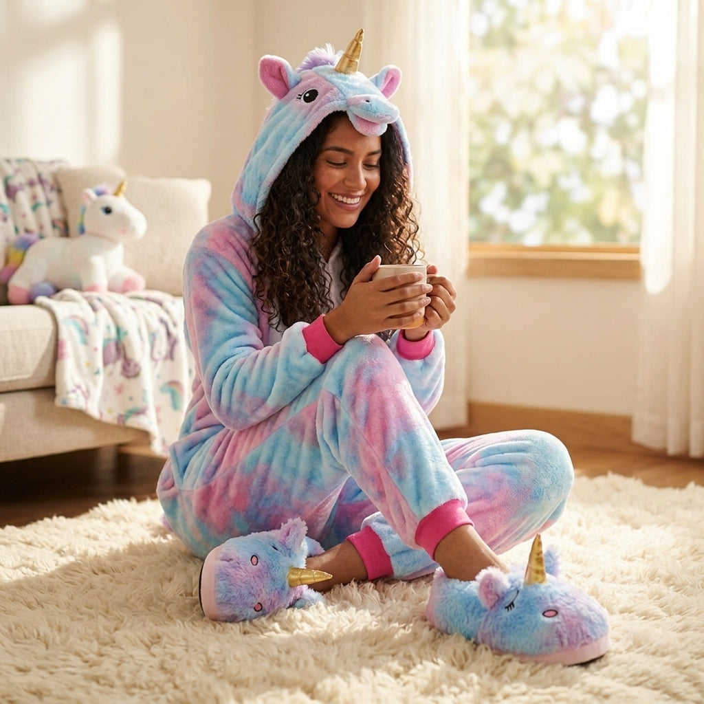Pantuflas Rosadas -blancas De Unicornio Kawaii