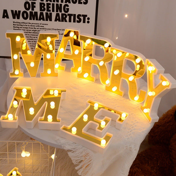 Letra Led 16 Cm doradas espejos gold candy bar matrimonios