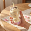 Vaso Patita Gato Glitter Kawaii Con bombilla