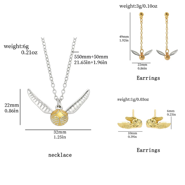 Set Collar Aros Golden Snitch Harry Potter