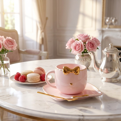Set de Taza + plato + cuchara gatita diva kawaii so cute