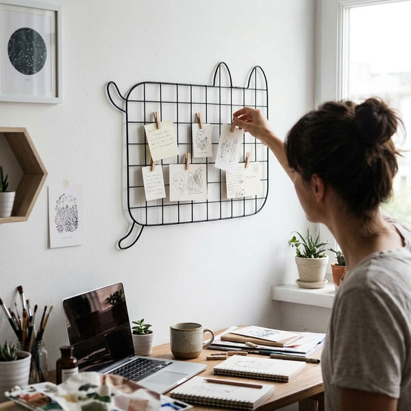 Marco para foto forma gato rejilla metálica fotos decoracion