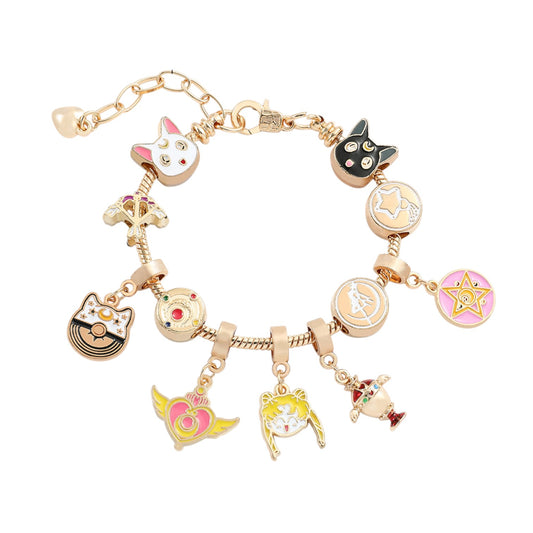 Pulsera Charms dorada dijes Sailor moon