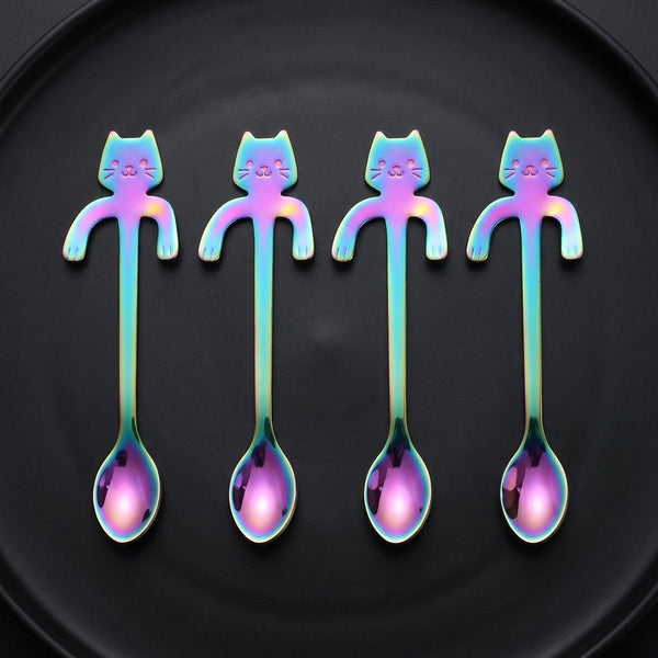 Cuchara Gato Te  Colores Acero Inoxidable Kawaii