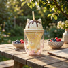 Vaso Patita Gato Glitter Kawaii Con bombilla