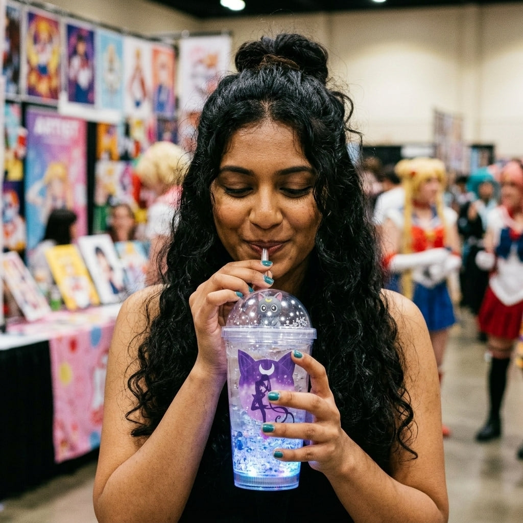 Vaso c/Luz Sailor moon Luna Artemis Kawaii  Glitter