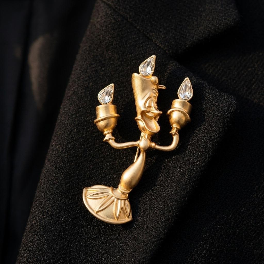 Broche Pin dorado Lumière de La Bella y la Bestia