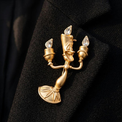 Broche Pin dorado Lumière de La Bella y la Bestia