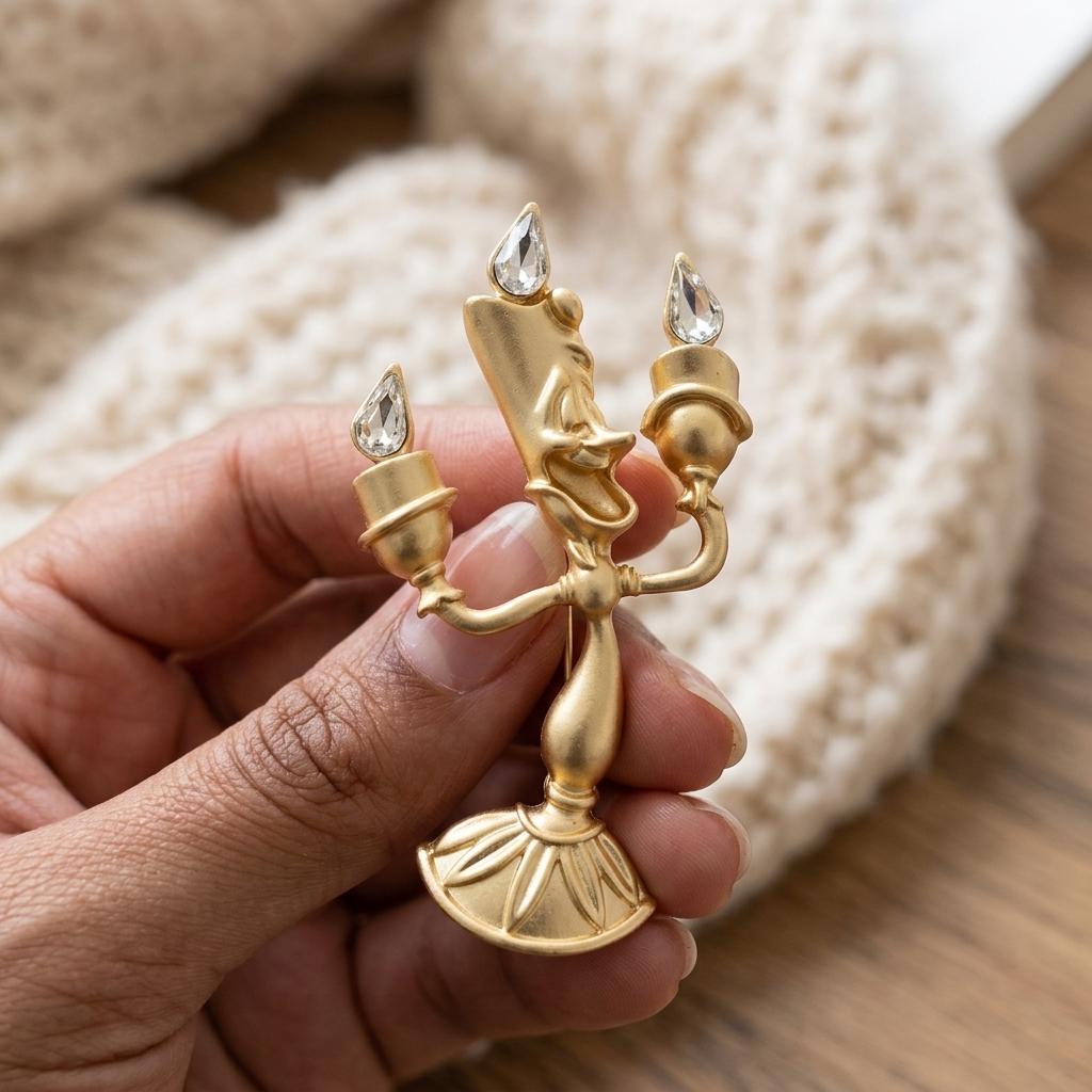 Broche Pin dorado Lumière de La Bella y la Bestia