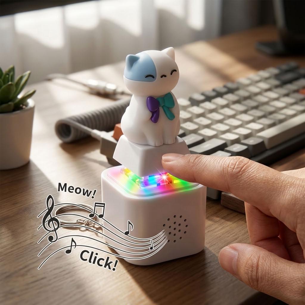 Llavero Antiestrés Sonido Led Gato Neko