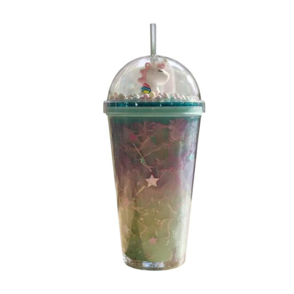 Vaso Unicornio Bombilla Glitter Y Burbujas Kawaii So Cute