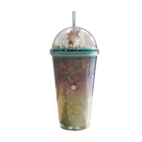 Vaso Unicornio Bombilla Glitter Y Burbujas Kawaii So Cute
