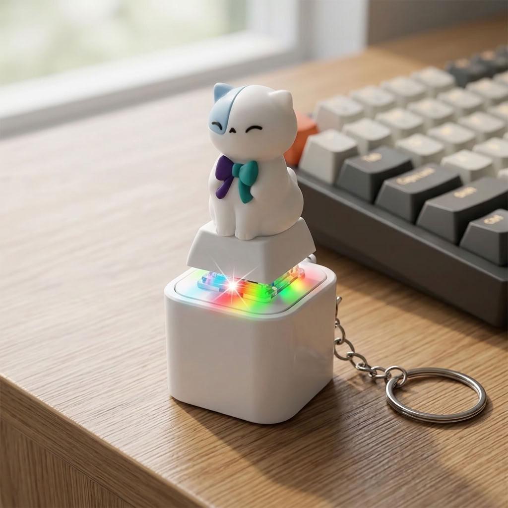 Llavero Antiestrés Sonido Led Gato Neko