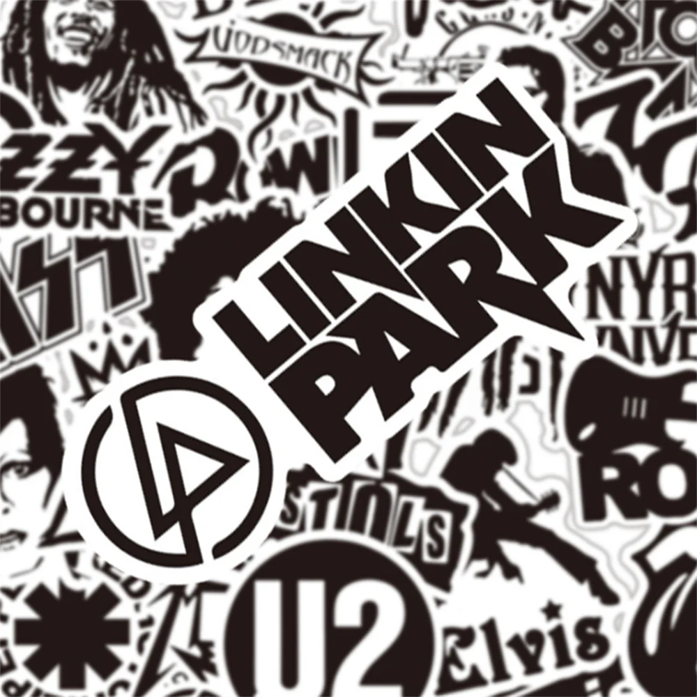 Set Sticker cantantes grupos de Rock música Black&white