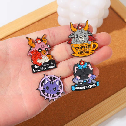 set pines broches adorables diablitos Miu Satan baphomet bab