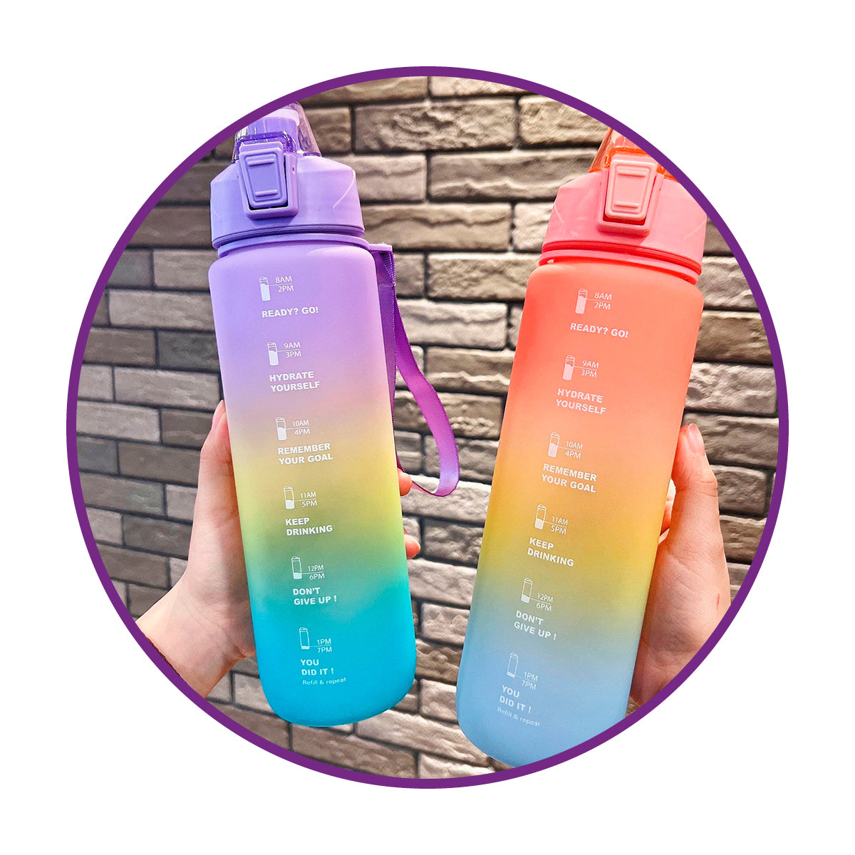 Botella arcoiris frases motivacional kawaii sticker 2D - 3D