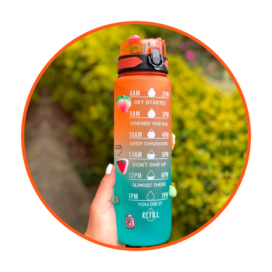 Botella deportiva C/sticker 3D motivadora multicolor kawaii