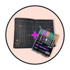 Set BTS BT21 agenda  Planner hoja negra dorado+ lápices neon