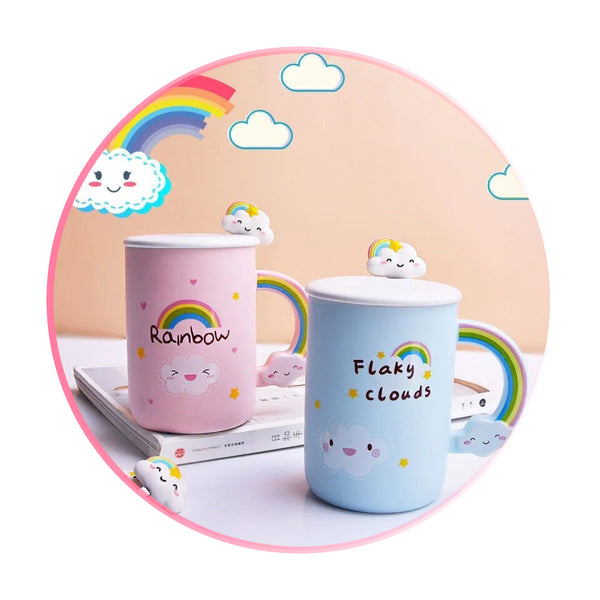 Tazón Taza Kawaii rainbow cloud arcoiris