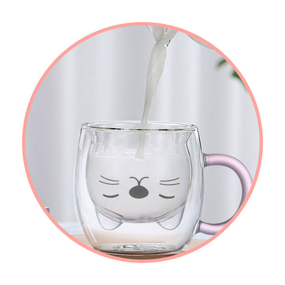 Taza tazón de vidrio c/infusor gato (estoykuku)