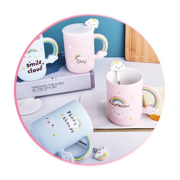 Tazón Taza Kawaii rainbow cloud arcoiris