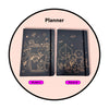 Set BTS BT21 agenda  Planner hoja negra dorado+ lápices neon