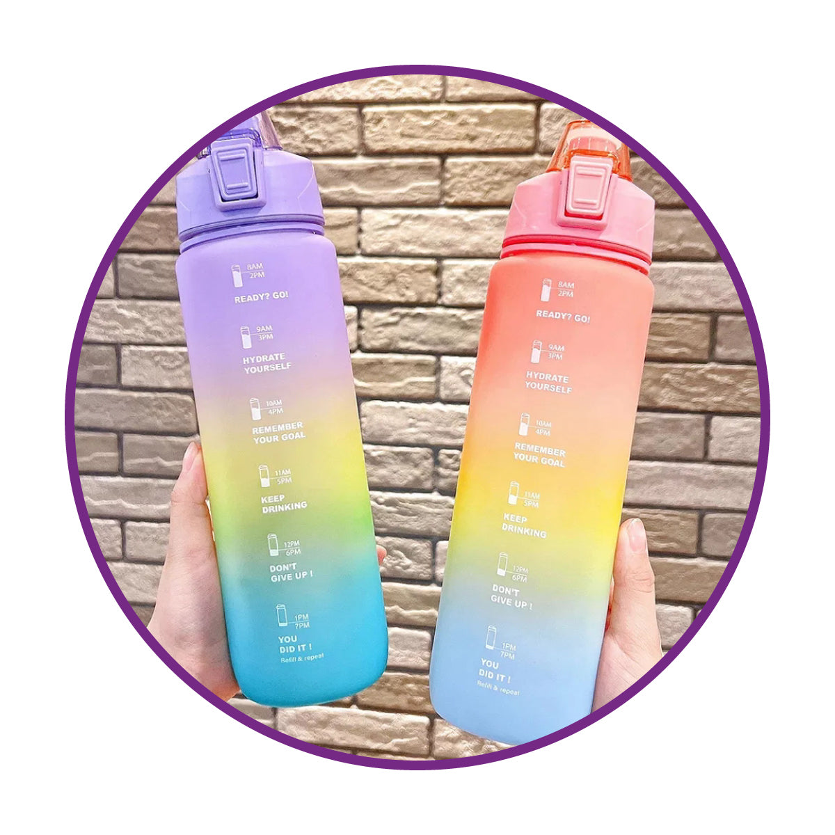 Botella arcoiris frases motivacional kawaii sticker 2D - 3D