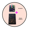 Set BTS BT21 agenda  Planner hoja negra dorado+ lápices neon