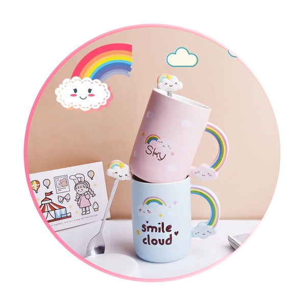 Tazón Taza Kawaii rainbow cloud arcoiris