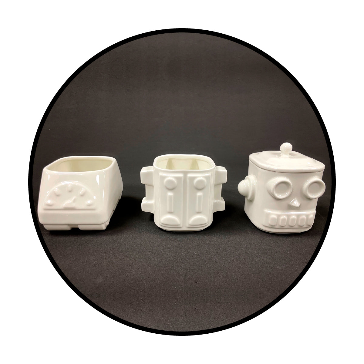 Set de 3 tazones robot cerámica entretenidos didactico niños