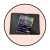 Set BTS BT21 agenda  Planner hoja negra dorado+ lápices neon