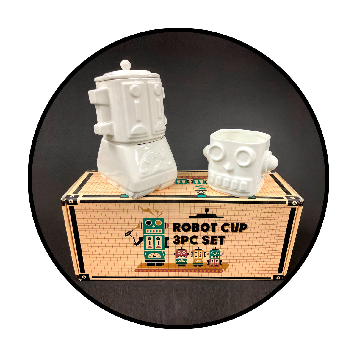 Set de 3 tazones robot cerámica entretenidos didactico niños