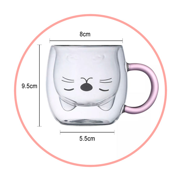 Taza tazón de vidrio c/infusor gato (estoykuku)