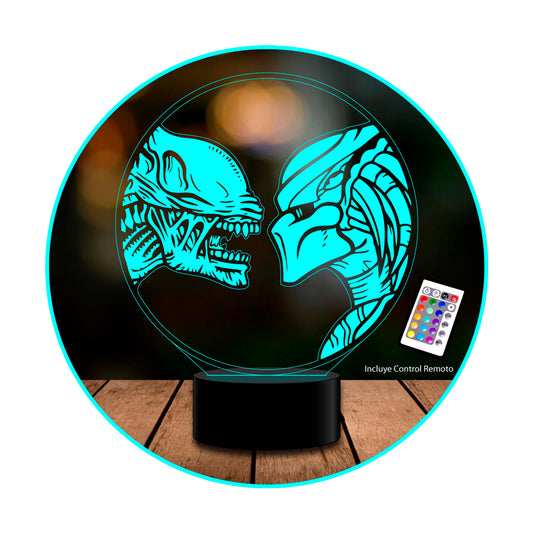 Lámpara 3D Alien vs Predator control remoto
