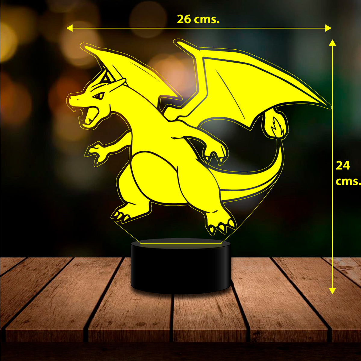 Lámpara 3D  Charizard Pokemon con/ remoto