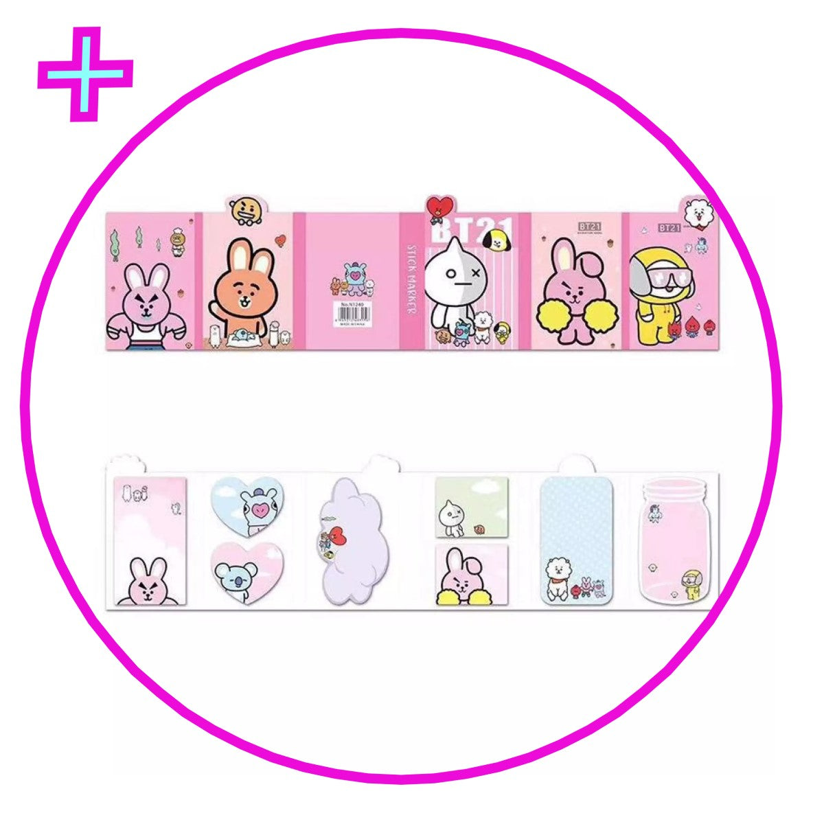 Set BTS Organizador BT21 Planners notas adhesivas Kawaii