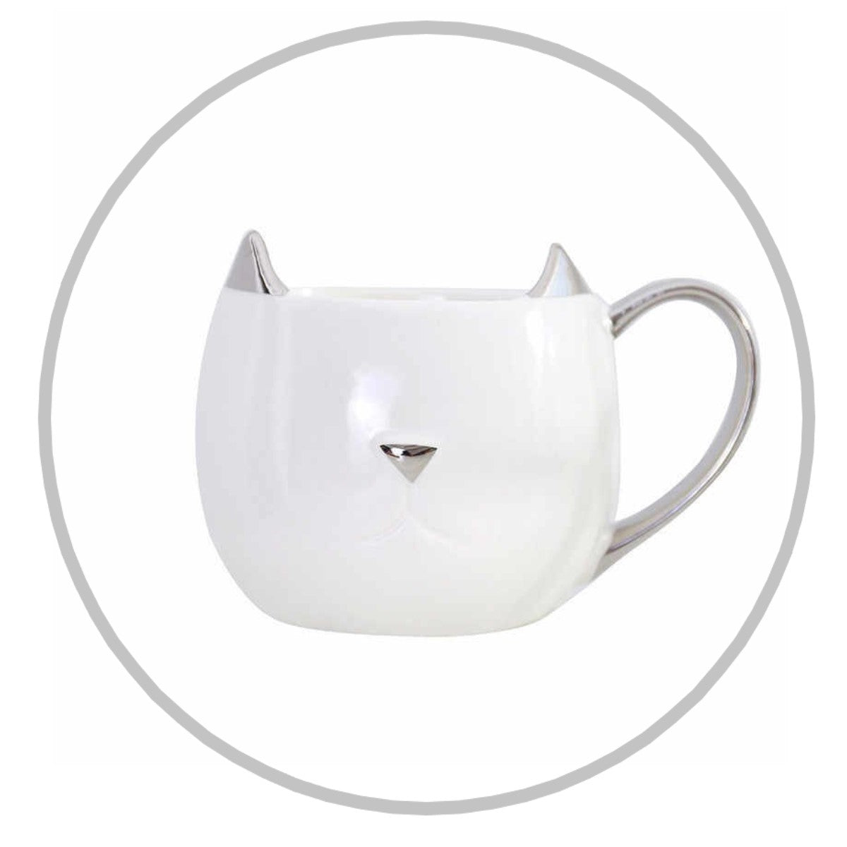 Tazón cerámica gatito gato nariz - orejas y asa plateada