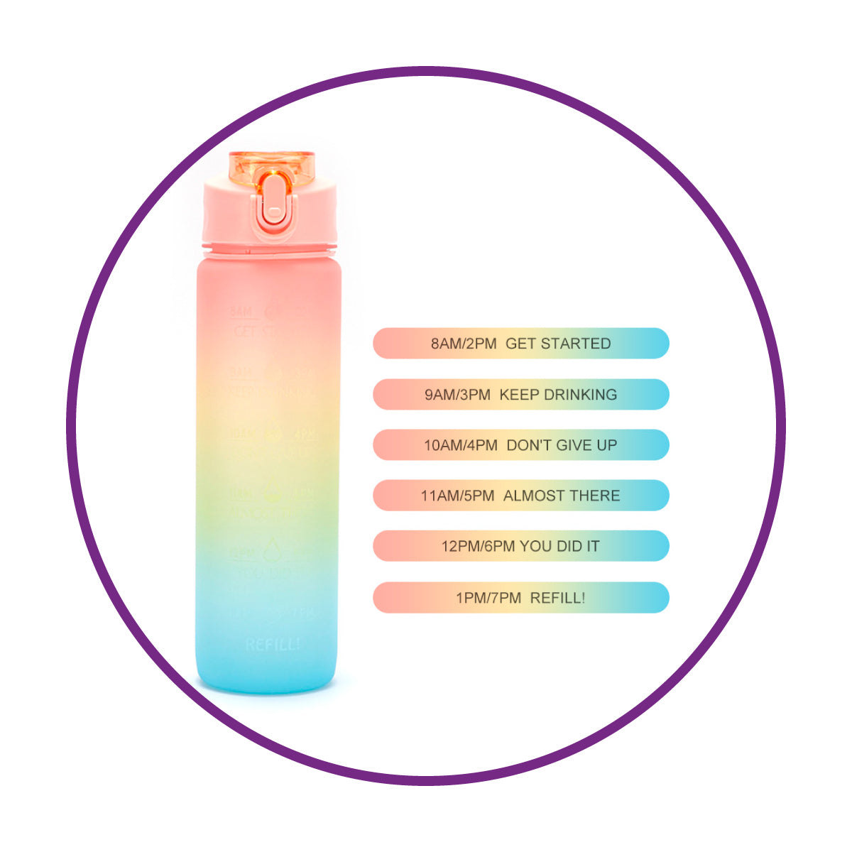 Botella arcoiris frases motivacional kawaii sticker 2D - 3D