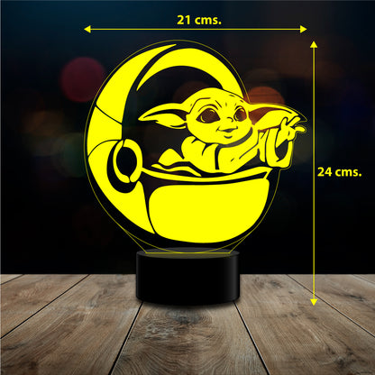 Lampara 3D manda 2 Baby Yoda  c/remoto 16 color