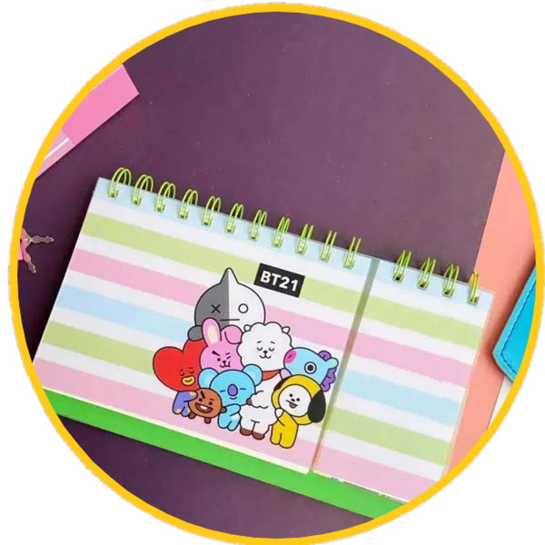 Set BTS Organizador BT21 Planners notas adhesivas Kawaii