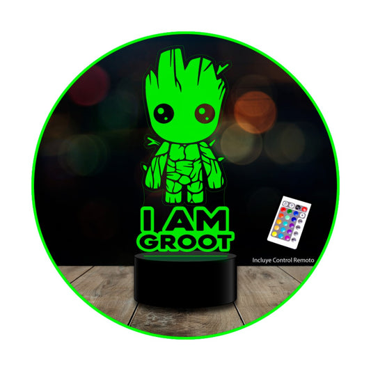 Lámpara 3D baby Groot Guardianes de la Galaxia Control remoto