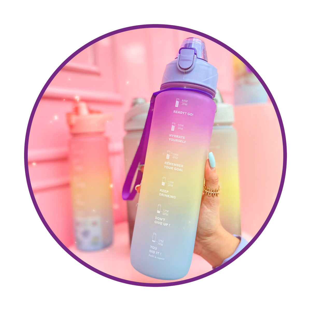 Botella arcoiris frases motivacional kawaii sticker 2D - 3D
