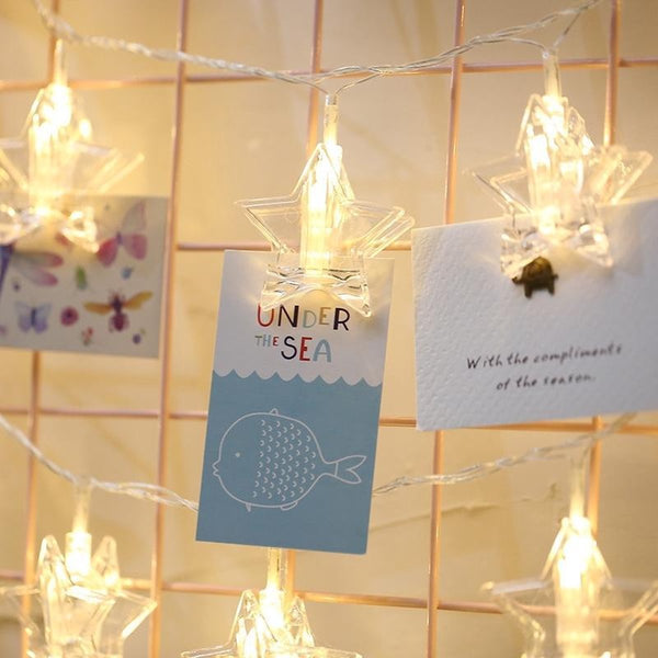 Luces Clip Pilas (perritos) para fotos en forma estrella