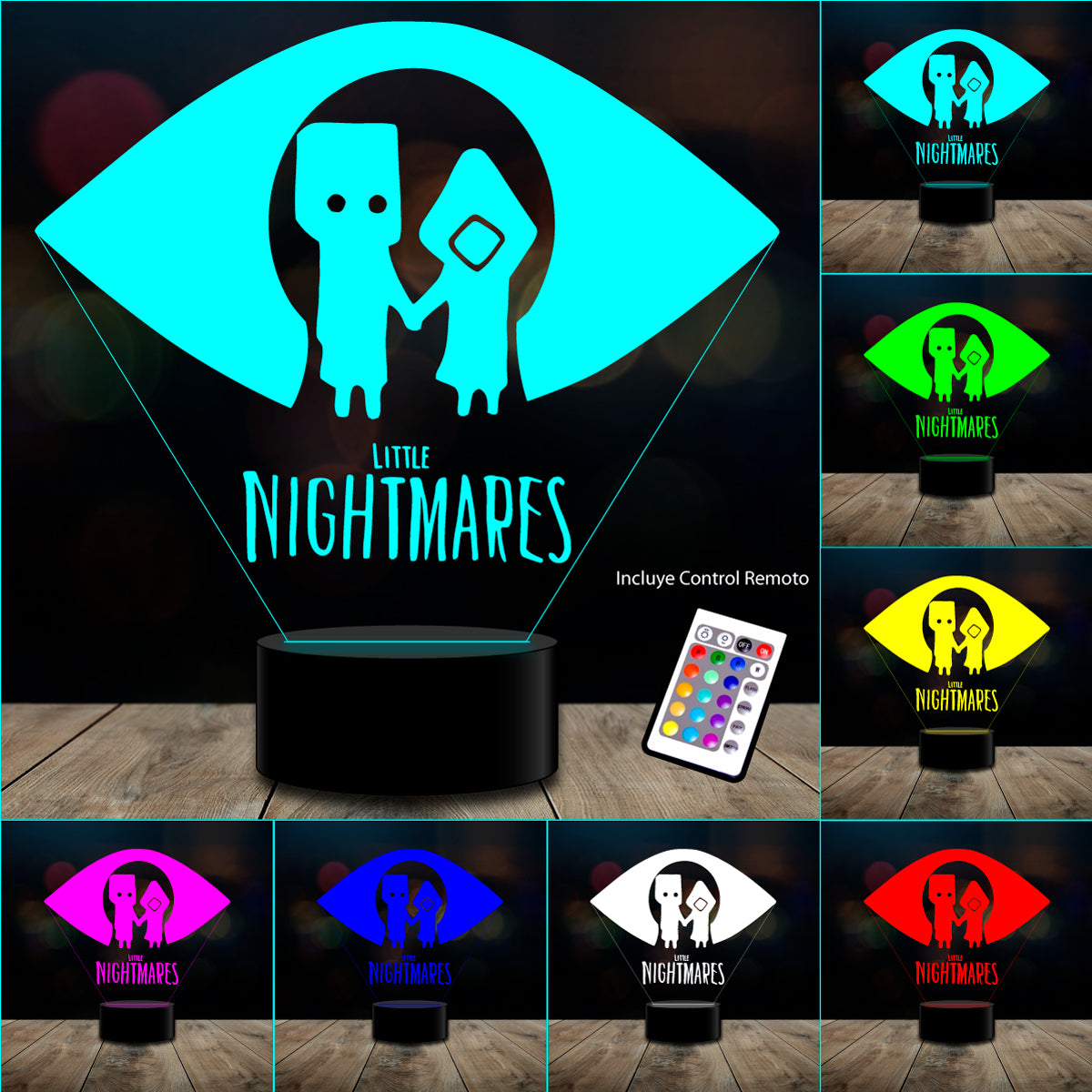 Lampara 3D Little Nightmares  control remoto 16 colores