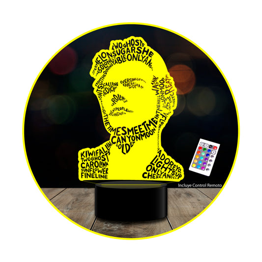 Lampara 3D Harry Styles rostro letras  control / remoto MODC