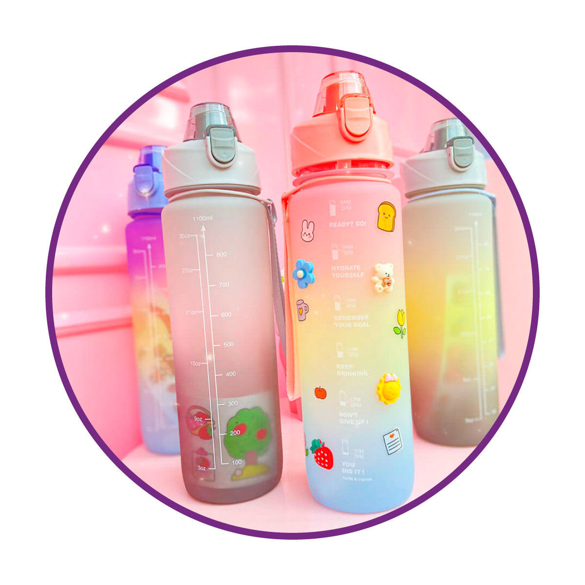 Botella arcoiris frases motivacional kawaii sticker 2D - 3D
