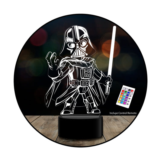 Lámpara 3D mini Darth Vader kawaii c/ remoto