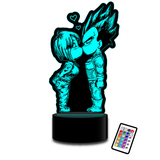 Lámpara 3D Vegeta & Bulma love kiss colores dragon Ball