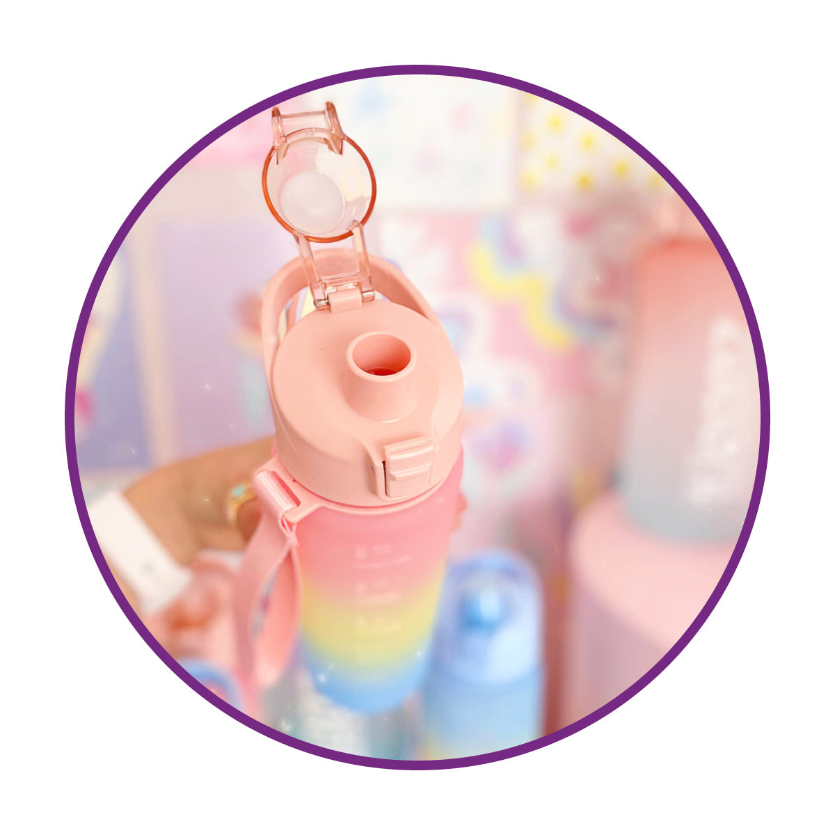 Botella arcoiris frases motivacional kawaii sticker 2D - 3D